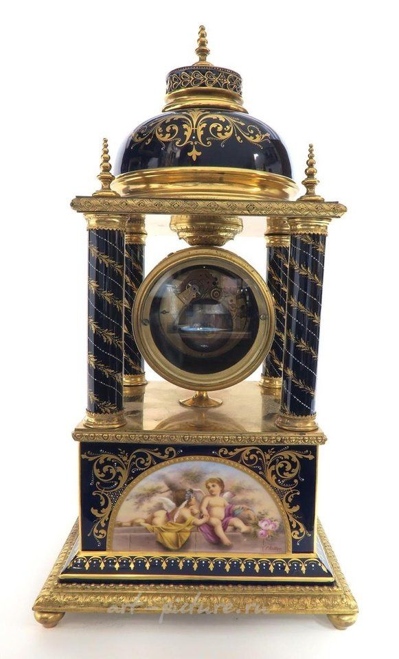 Royal Vienna , Большие часы 19 века из австрийского королевского венского фарфора и бронзы.