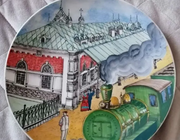Тарелка живописная, ручная авторская роспись, эксклюзивно для РЖД