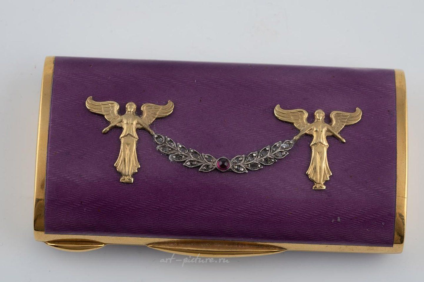 Russian silver , Opal flacon with guilloche enamel