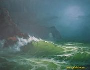"Скала в ночи" масло, холст, лак 