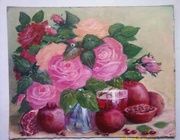 Розы и гранаты масло картон 