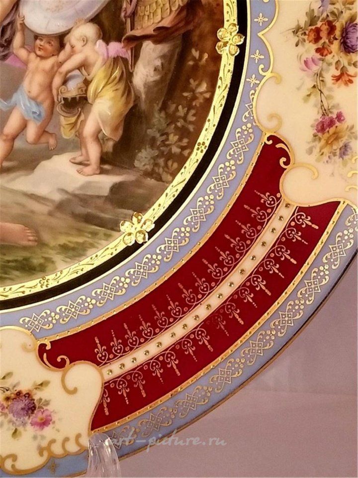 Royal Vienna , Антикварная фарфоровая тарелка Royal Vienna с ручной росписью