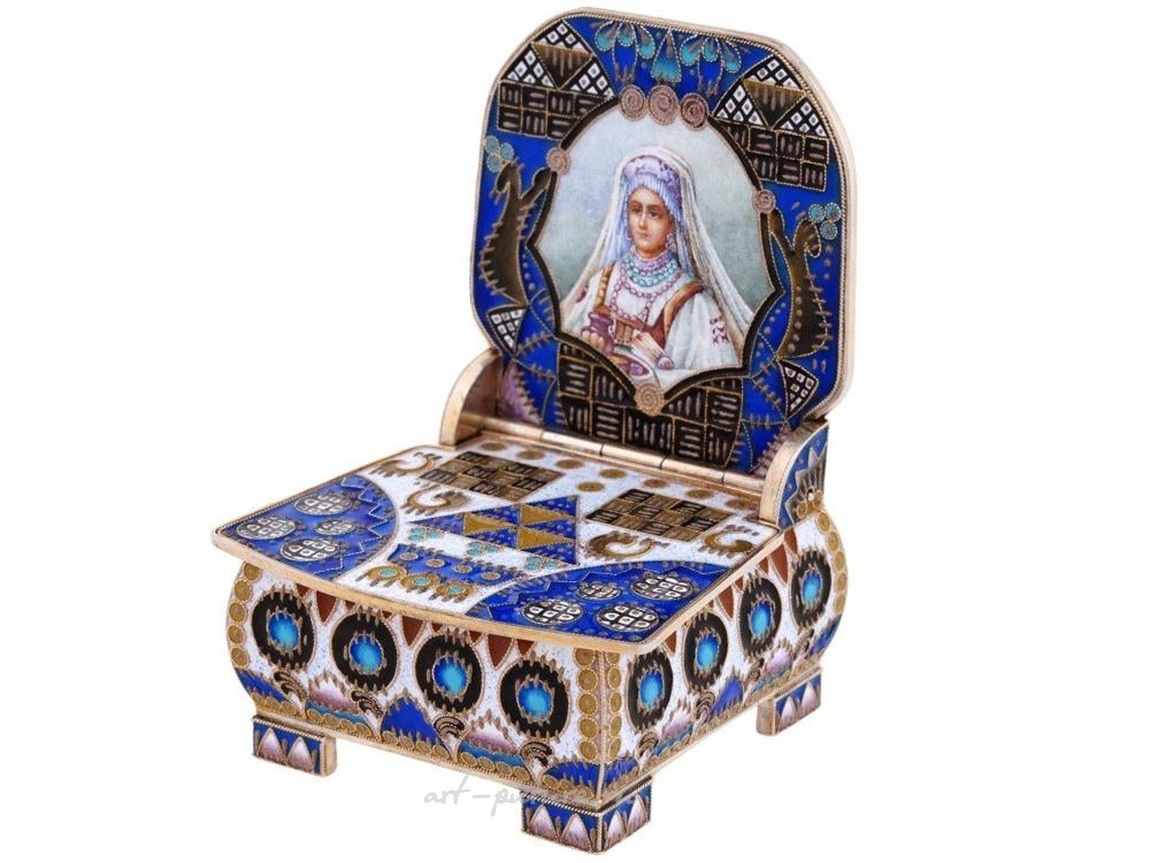 Russian silver , RUSSIAN 84 GILT SILVER ENAMEL SALT CELLAR THRONE