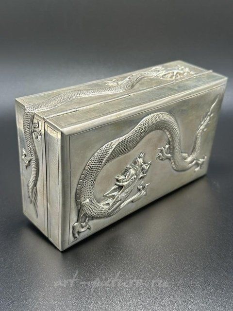 Серебряная коробка (шкатулка) с деревянной отделкой​. Китай, конец 19 века