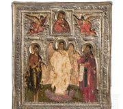 Русская икона праздника с ризой, XIX век