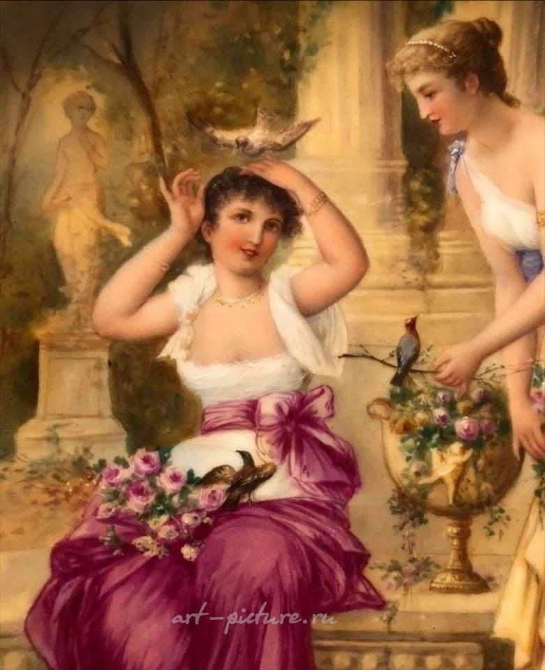 Royal Vienna , Фарфоровая тарелка "Королевская Вена" около 1900 года, диаметр 11,5 дюйма. Оценочная стоимость - 800-1 000 долларов.
