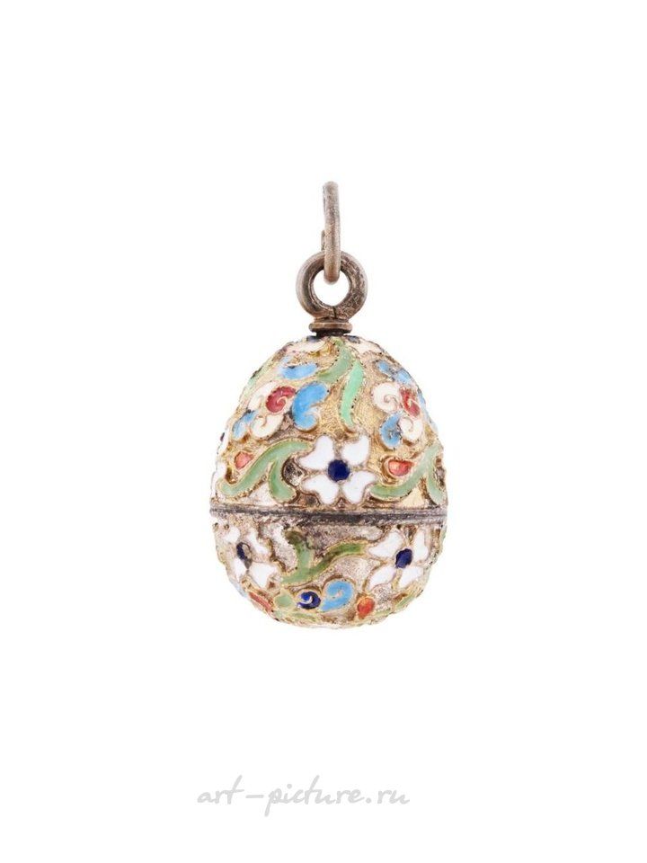 Russian silver , RUSSIAN SILVER GILT CLOISONNE ENAMEL EGG PENDANT