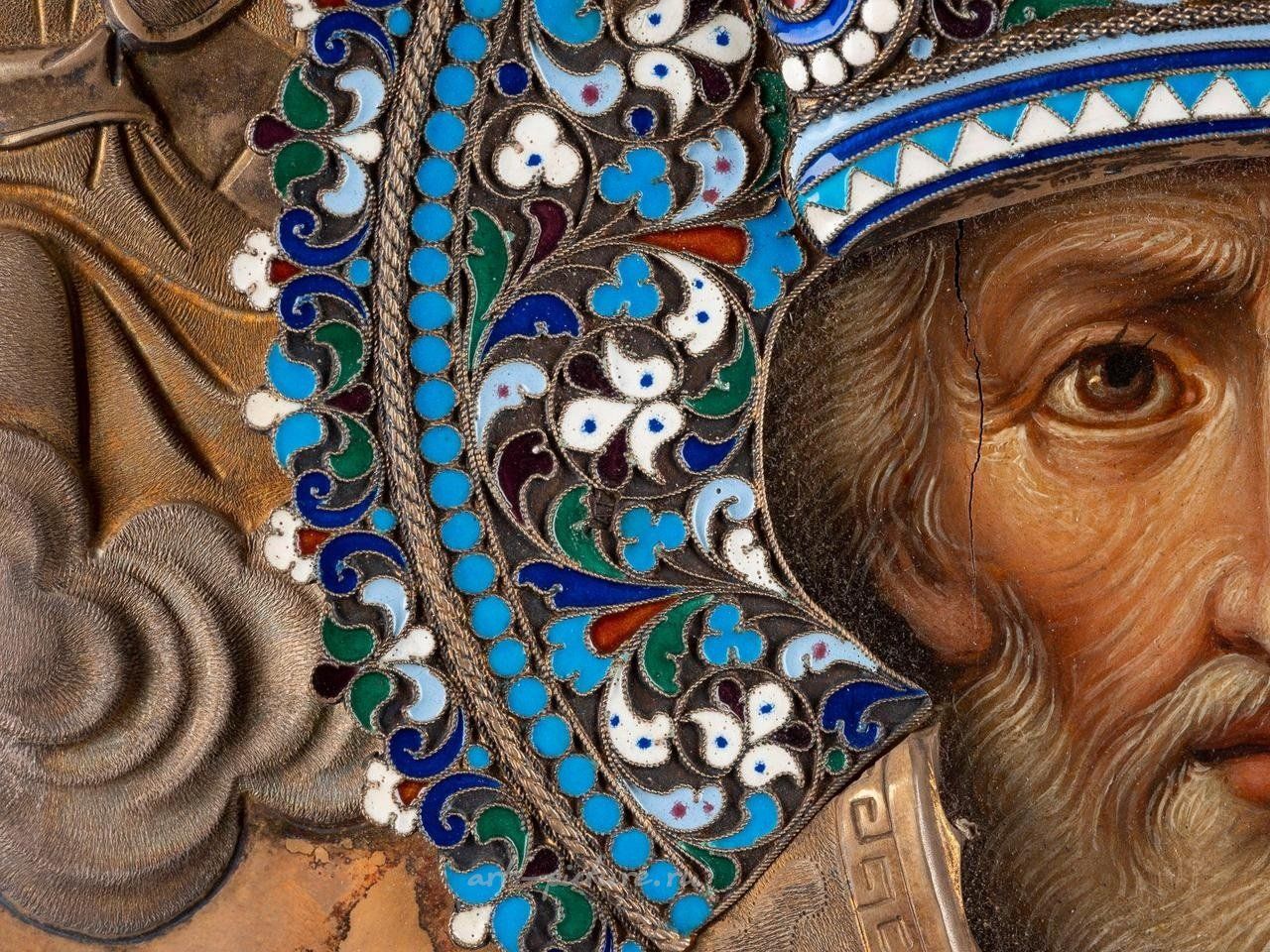 Русское серебро , Икона святого Николая Мирликийского с серебряно-золоченым иконным окладом
