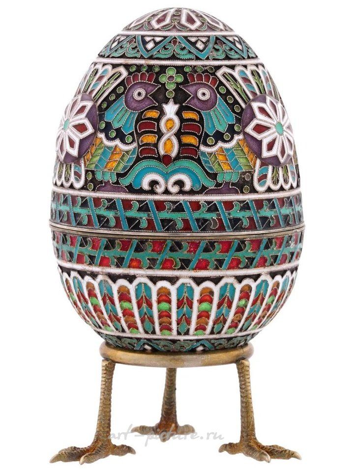 Russian silver , RUSSIAN GILT SILVER ENAMEL AMETHYST EGG CASKET