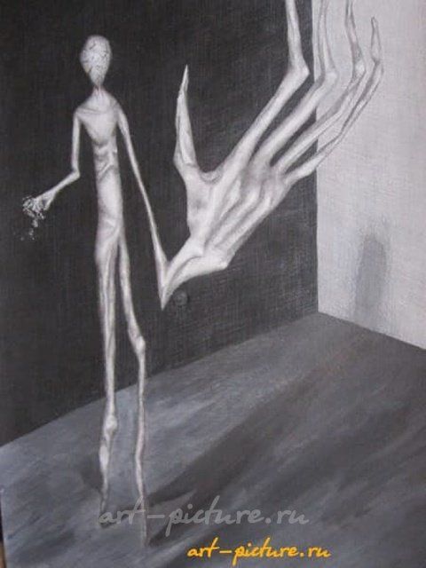 Рука бумага,гуашь,карандаш