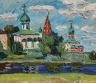купить Переславльские храмы. Картон, масло. 28 х 21 см.