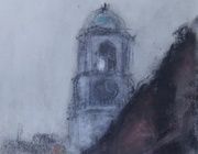 Часовая башня в Выборге пастель,бумага