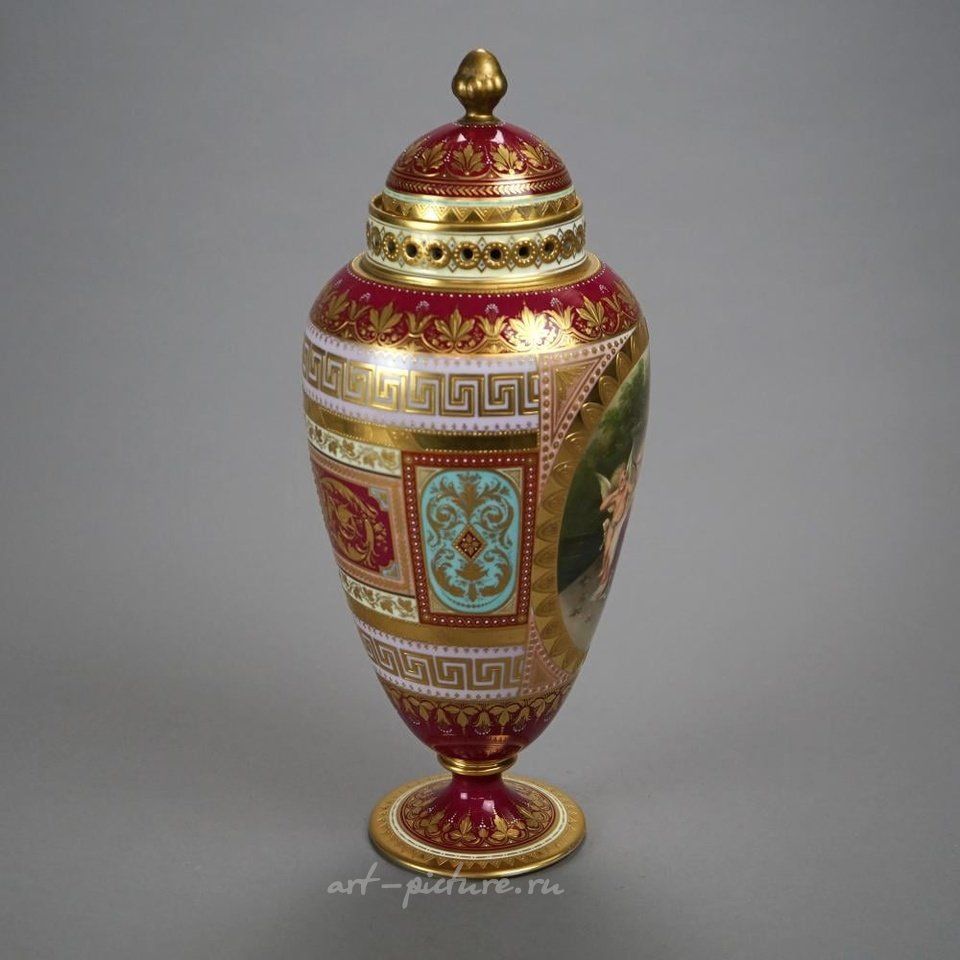 Royal Vienna , Старинная австрийская фарфоровая урна Royal Vienna, около 1890 года