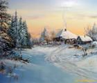 Статуэтка Зимовье масло,холст