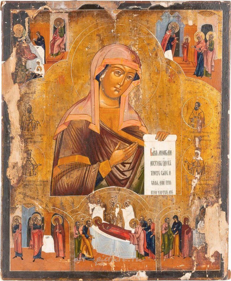 Русское серебро , ОЧЕНЬ БОЛЬШАЯ ИКОНА, ПОКАЗЫВАЮЩАЯ БОГОРОДИЦУ ИЗ ДЕИСИСА