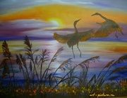 Рассветный танец масло, холст на картоне