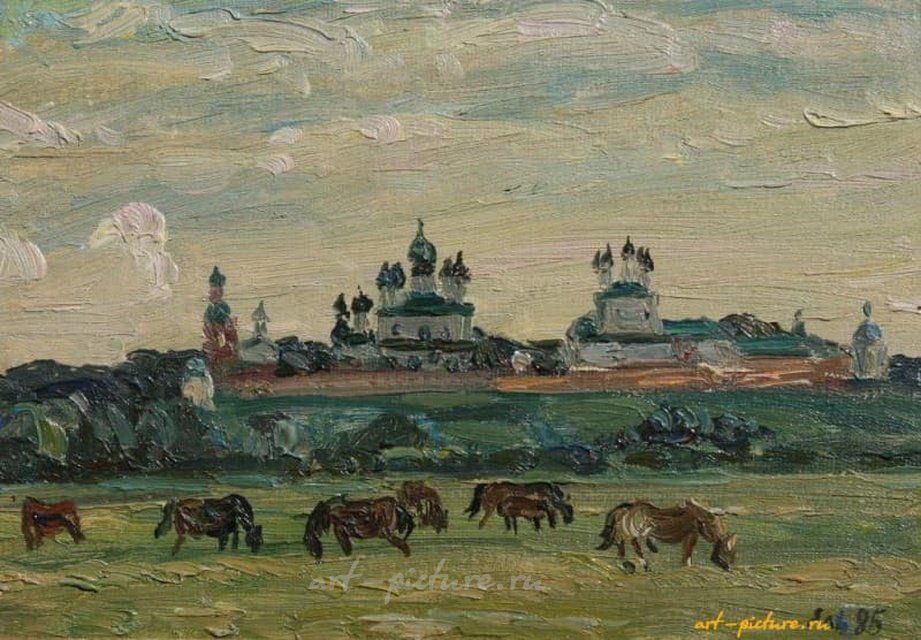 Монастырь. Картон, масло. 28 х 21 см.