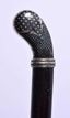 AN ANTIQUE RUSSIAN NIELLO SILVER WALKING CANE. 84 cm long.