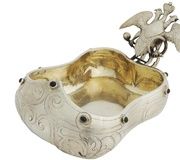 Русский серебряный ковш 84 пробы с драгоценными камнями