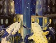 Дуэт Холст на картоне, акрил, лайнер 