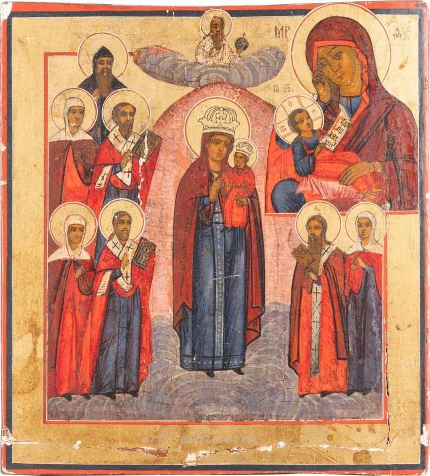Русское серебро , ДВЕ ИКОНЫ, ИЗОБРАЖАЮЩИЕ ХРИСТА ПАНТОКРАТОРА И РУССКУЮ БОГОМАТЕРЬ