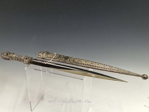 Русское серебро, ПРЕКРАСНЫЙ РУССКИЙ КИНЖАЛ С РУКОЯТЬЮ Из ЧЕРНЕНОГО СЕРЕБРА
