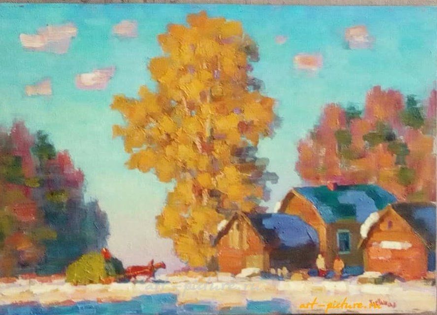 Окраина деревни Холст, масло