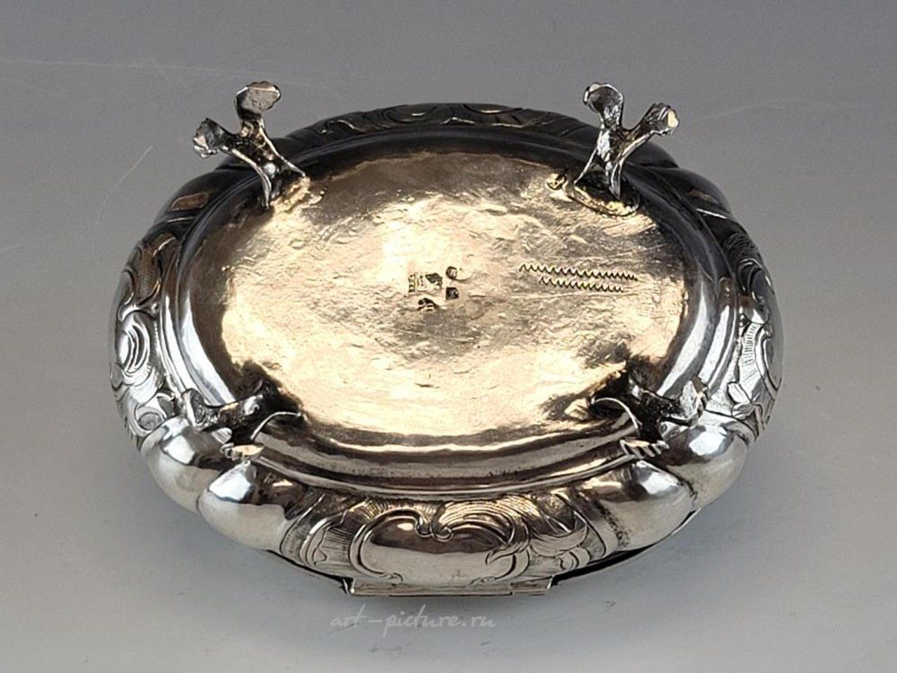 Русское серебро , Редкий антикварный русский серебряный ящик 18 века, 1766 год