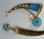 Русская эмаль 84 серебряная булавка с кинжалом XIX века