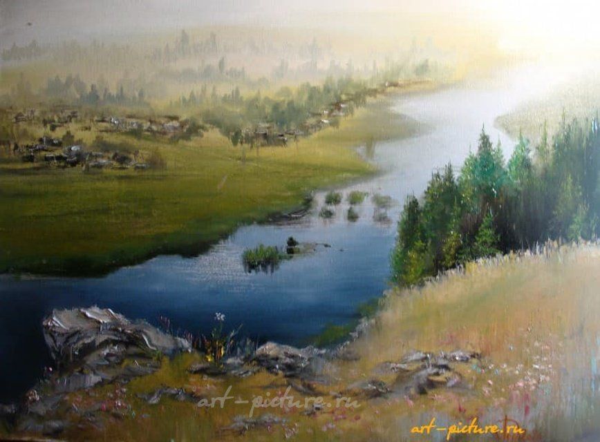 Утро над Чусовой масло,холст