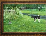 Соседи масло, холст на двп 