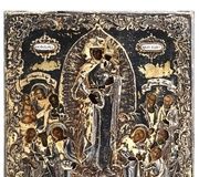 Серебряная православная икона "Госпожа Радость всем печальным" 1843 год