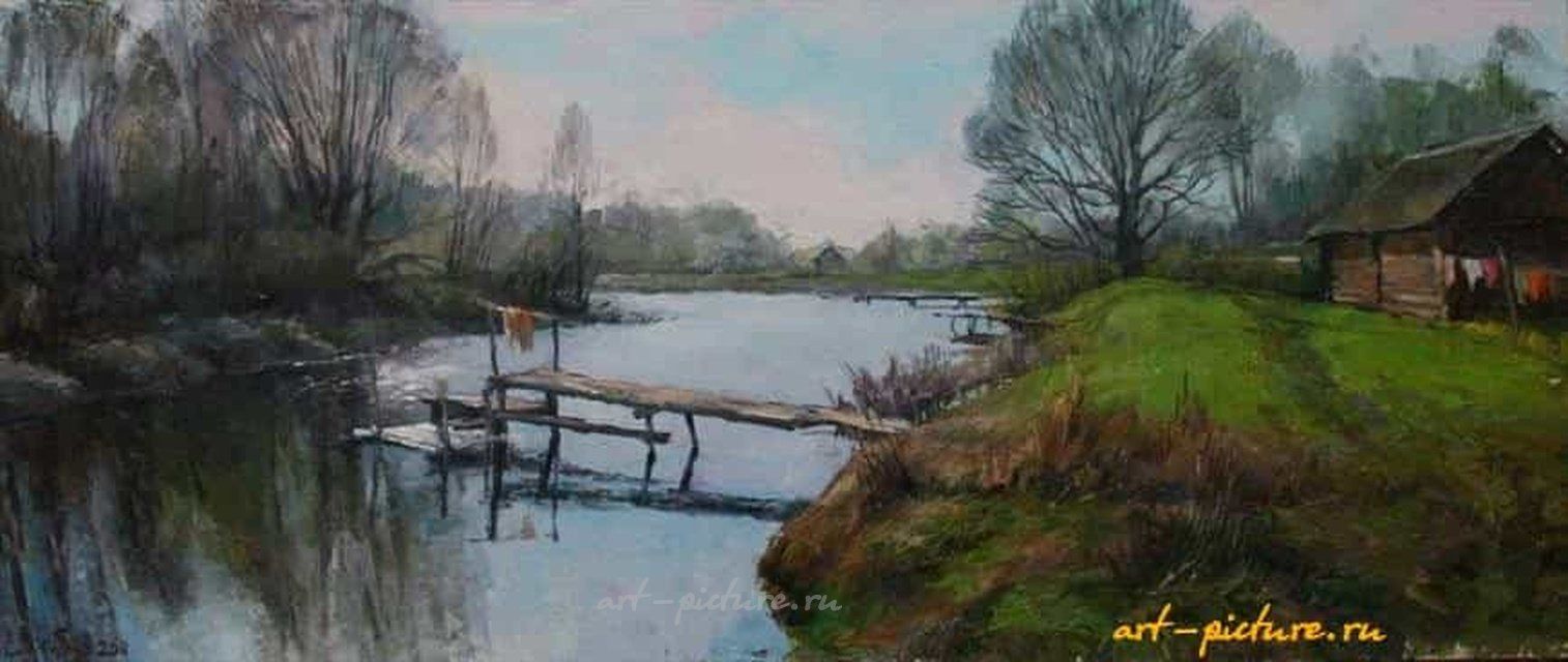 Весна. Мостики. Холст, масло. 30 х 70 см