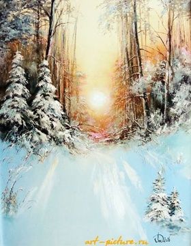 купить Зимнее солнце масло,холст
