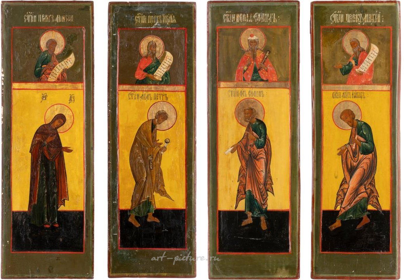 Русское серебро , ЧЕТЫРЕ БОЛЬШИХ ИКОНЫ, ПОКАЗЫВАЮЩИХ ПРОРОКОВ И АПОСТОЛОВ ИЗ ЦЕРКОВНОГО ИКОНОСТАСА