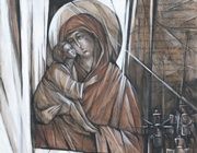 "Молитва казака" из серии картин  "Казачья Слава" акварель, тушь, белила, тонированная бумага 