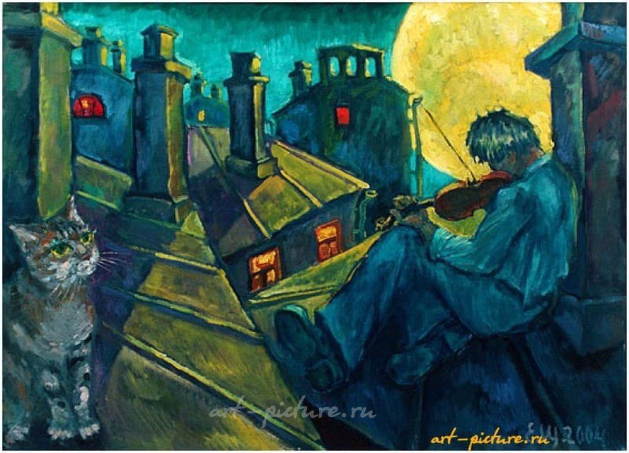 Violin on the roof Холст , масло
