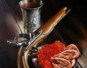 Натюрморт с красной икрой холст/масло 