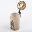 Faience and cast silver beer mug with rower