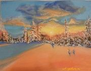 Оранжевый снег холст масло 