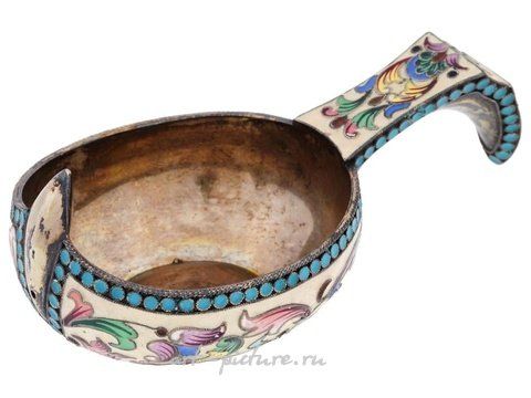 Русское серебро, Русский серебряный ковш с позолотой и эмалью