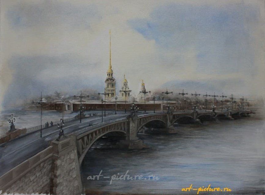 Троицкий мост масло, холст