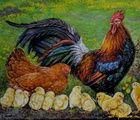 купить Петушиная семейка масло,холст 