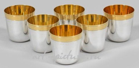 Изящные серебряные бокалы с позолотой