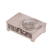 Редкая русская литая серебряная позолоченная сигарная коробка "Богатырь"