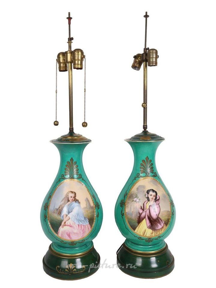 Royal Vienna , Столовые лампы из фарфора в стиле Королевской Вены, 1900 год