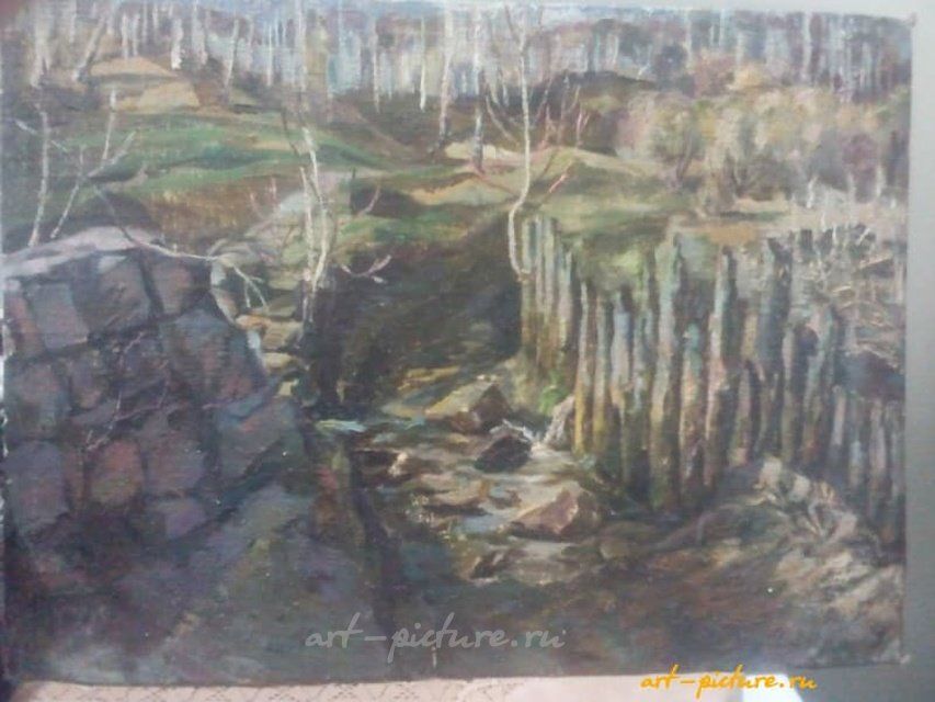 Старая запруда. холст на картоне.масло