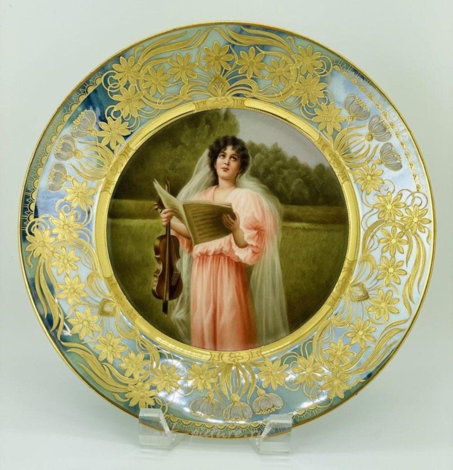 Royal Vienna Porcelain , 19TH C. ROYAL VIENNA PLATE SIGNED WAGNER