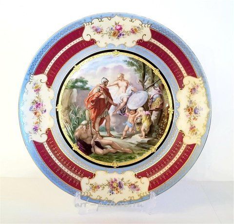Royal Vienna, Антикварная фарфоровая тарелка Royal Vienna с ручной росписью