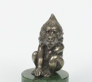 Серебряная ручка для трости русского Фаберже с гильошированной эмалью и драгоценными камнями...